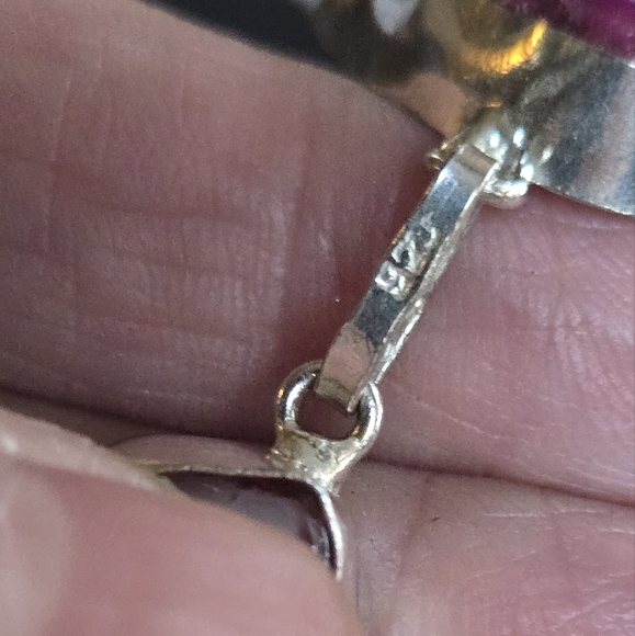 Pink Agate slice sterling Necklace 10"/20" - Picture 7 of 7